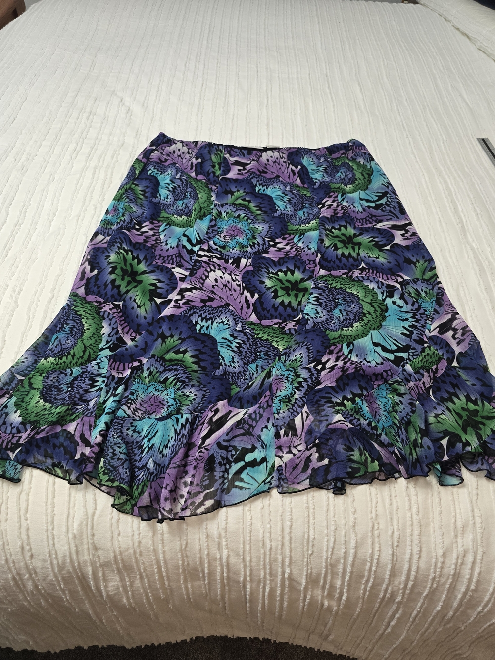 Dress Barn Floral A-Line Skirt in Blue, Green & Purple